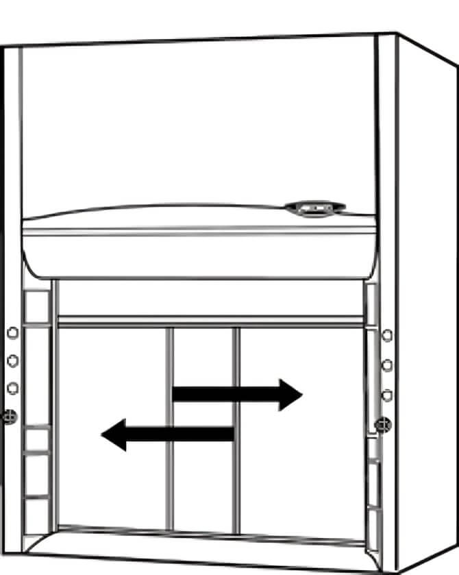 fume hood horizontal opening window